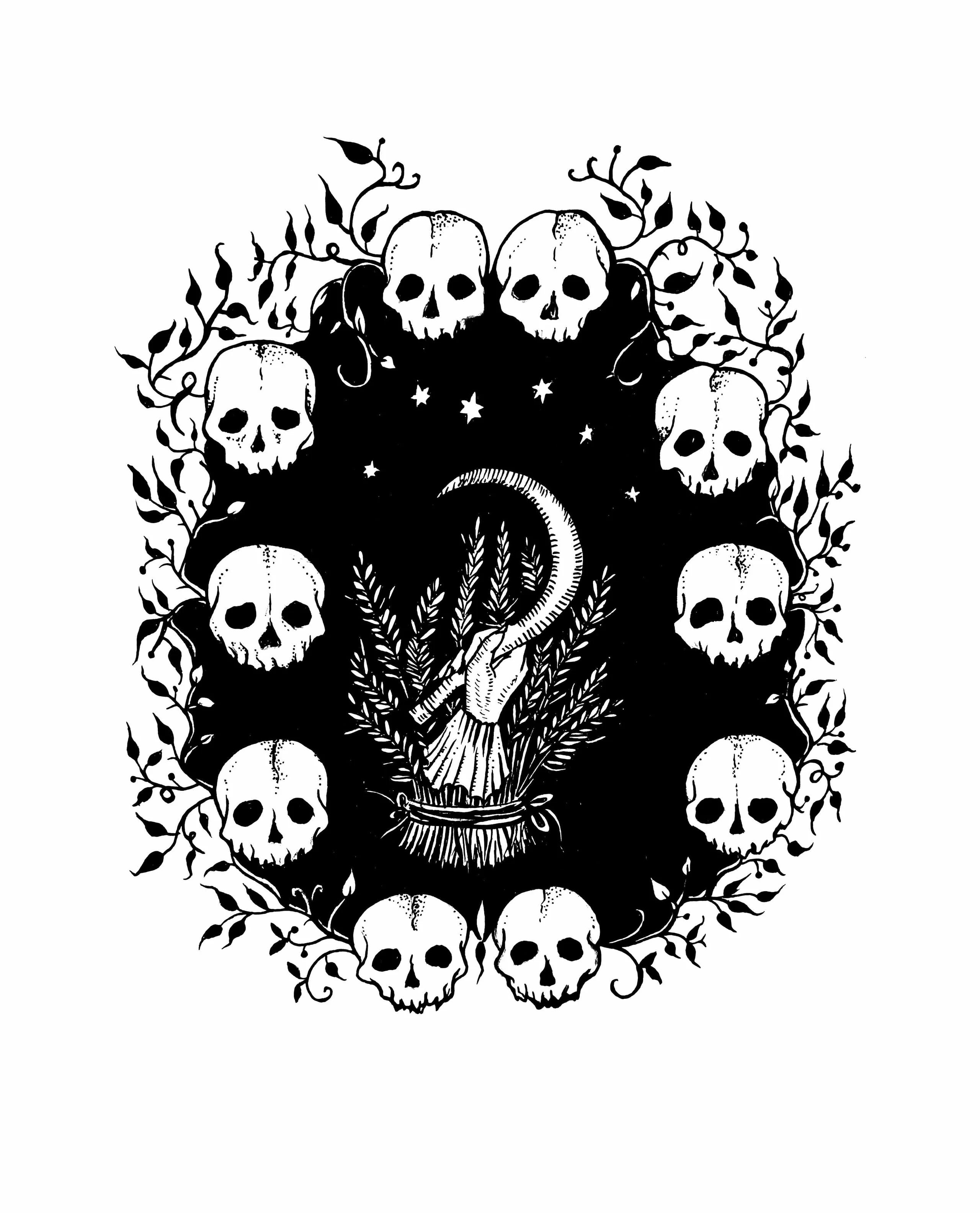 Mabon Art Print - Black & Bone