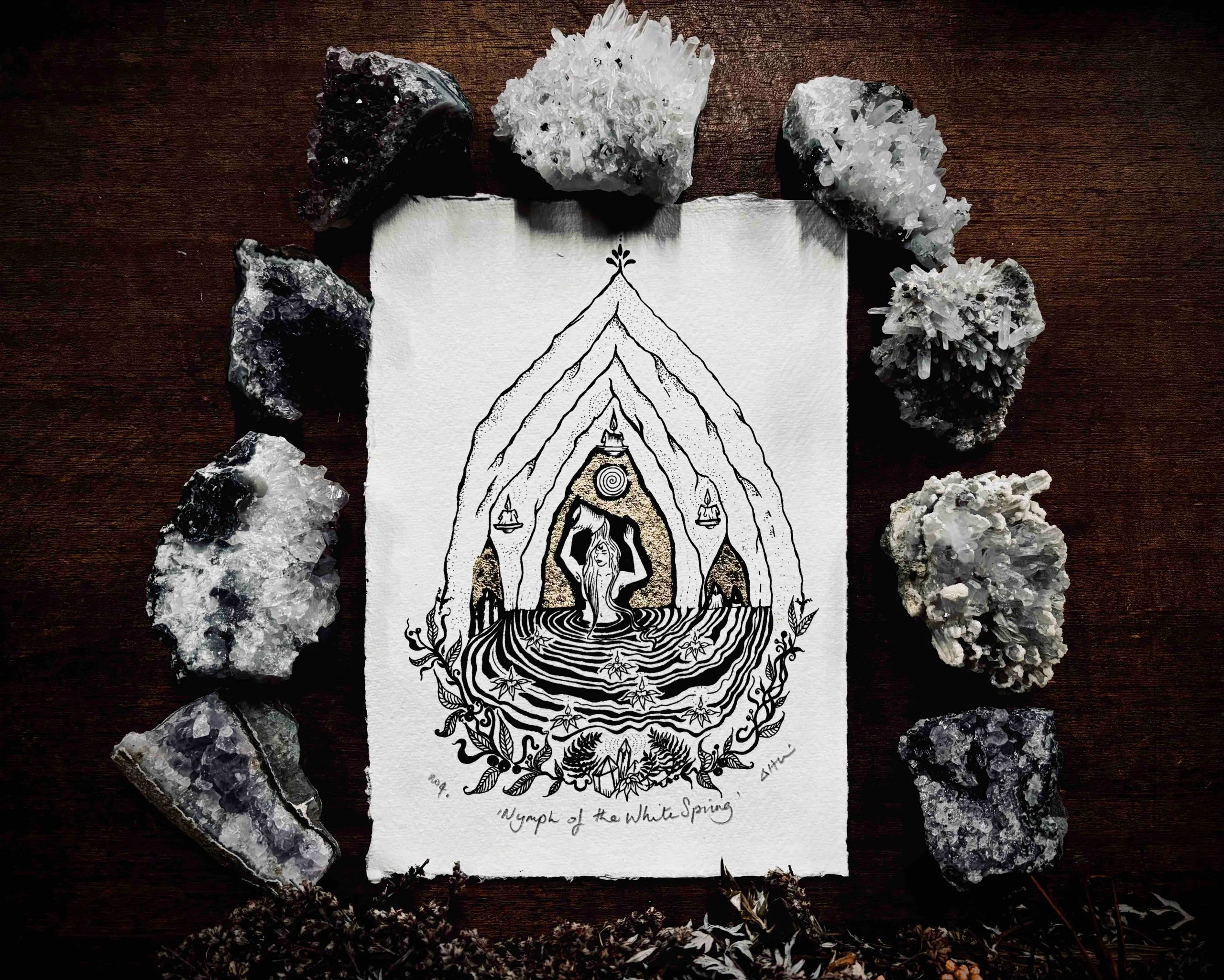 Nymph Of The White Spring Art Print - Black & Bone