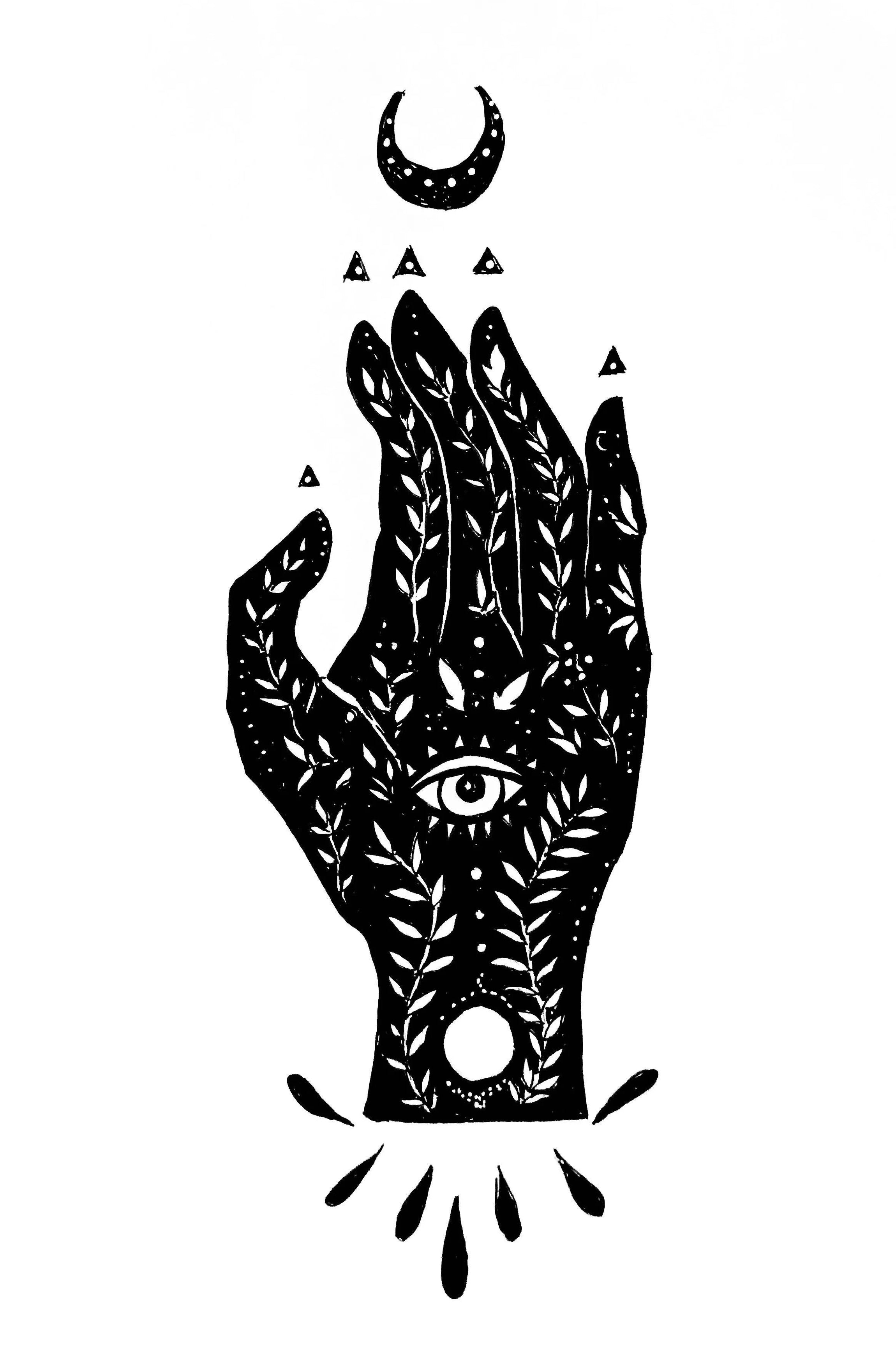 Palmistry Art Print - Black & Bone
