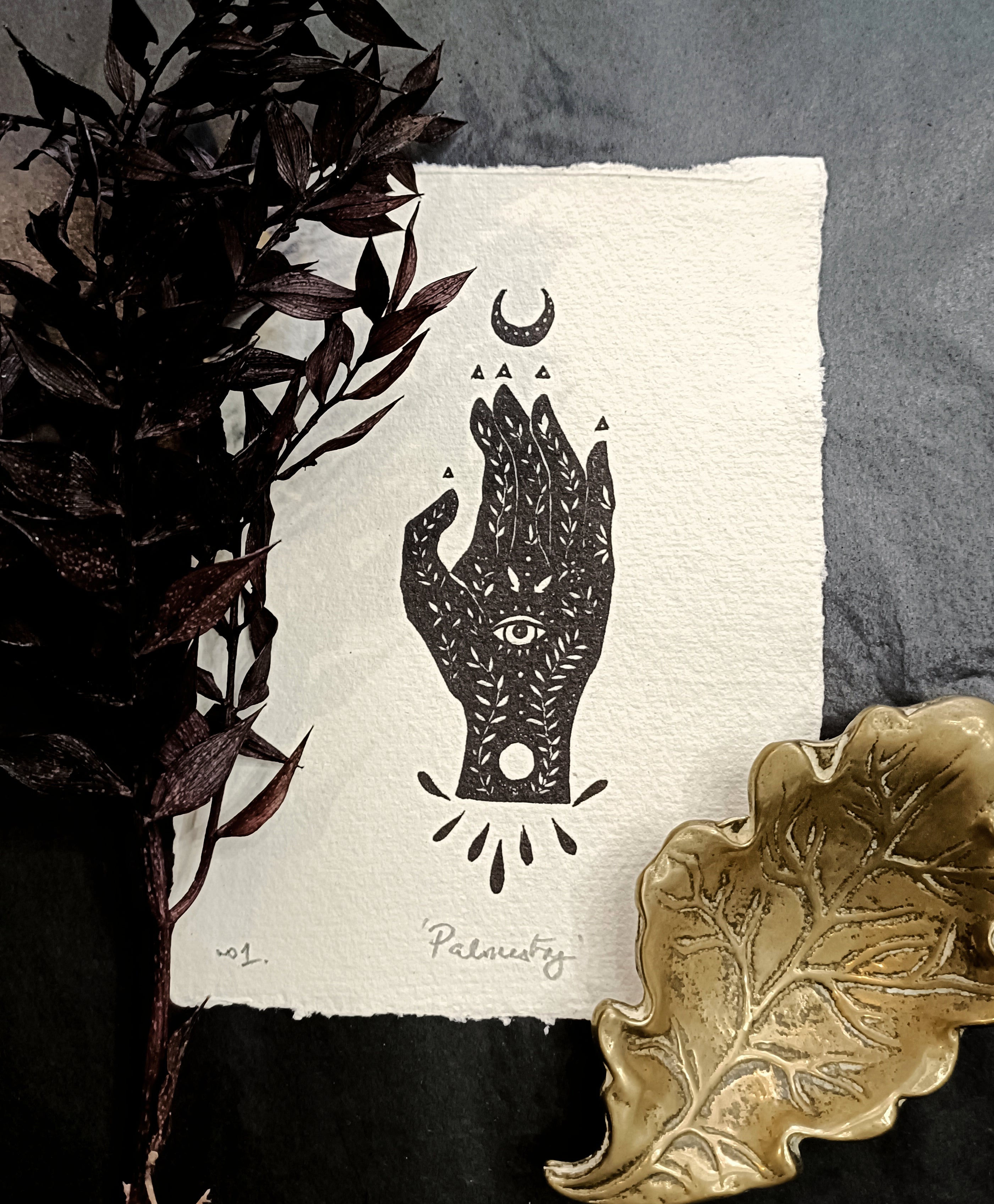 Palmistry Art Print - Black & Bone