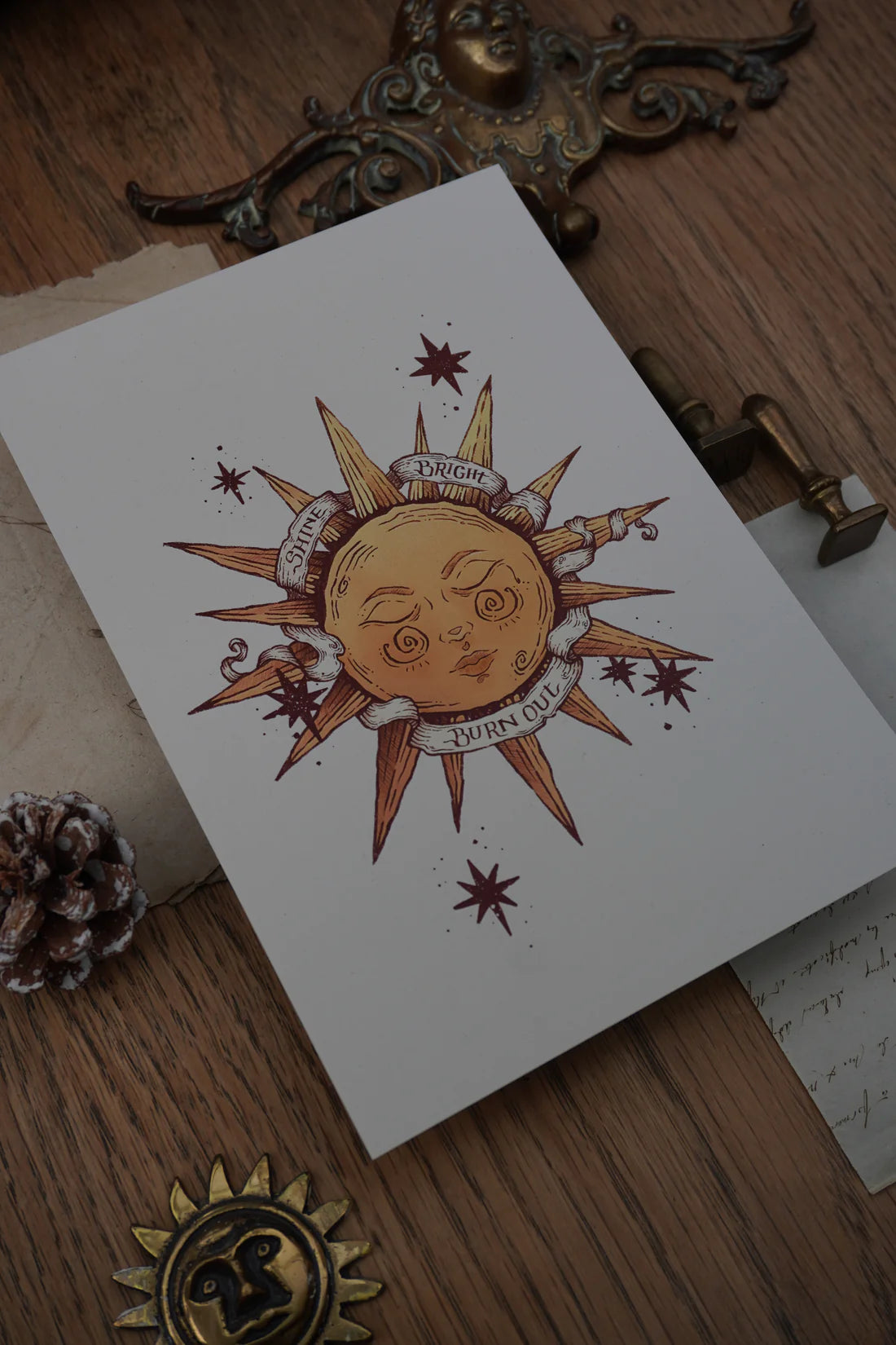 Shine Bright, Burn Out A5 Art Print by Tooth & Toad