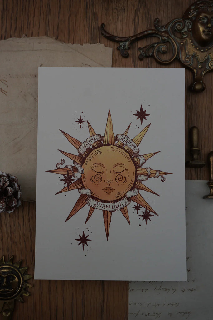 Shine Bright, Burn Out A5 Art Print by Tooth & Toad
