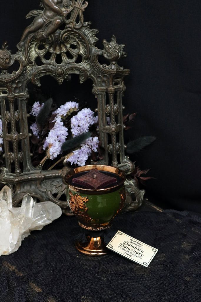 Samhain Sanctuary - Victorian Prattware Goblet Candle 150ml