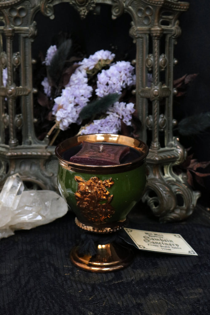 Samhain Sanctuary - Victorian Prattware Goblet Candle 150ml