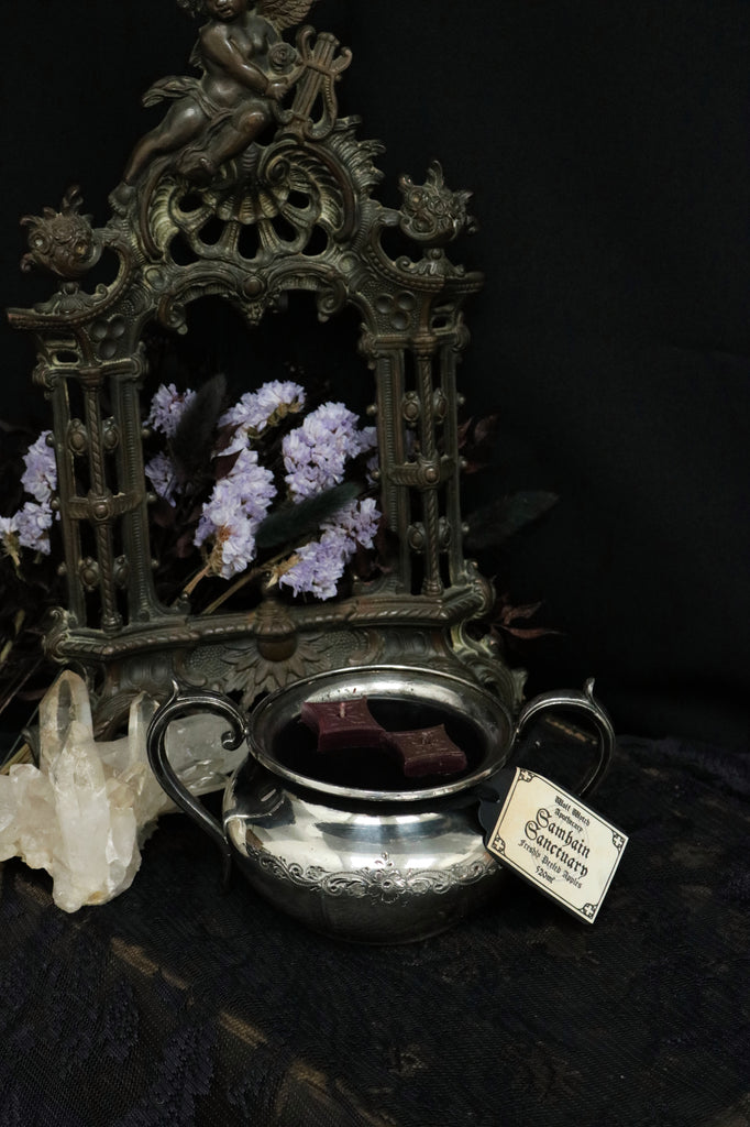 Samhain Sanctuary - Victorian Ornate Silver Plated Bowl Candle 520ml