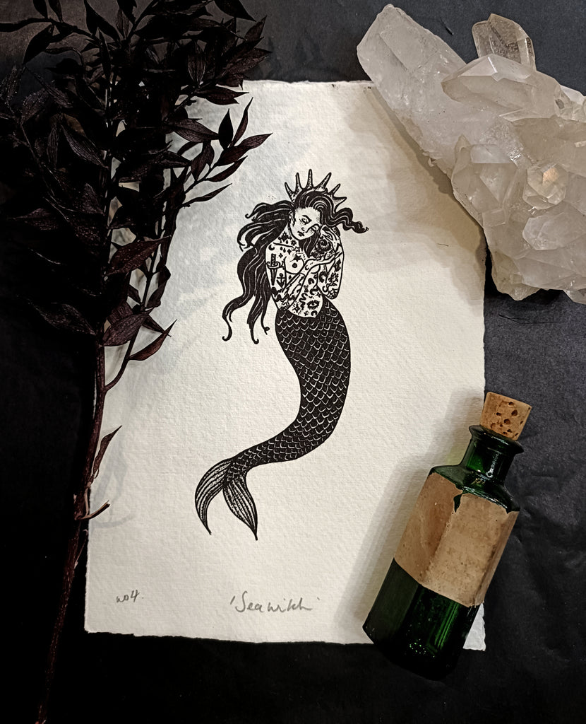 Sea Witch Art Print - Black & Bone