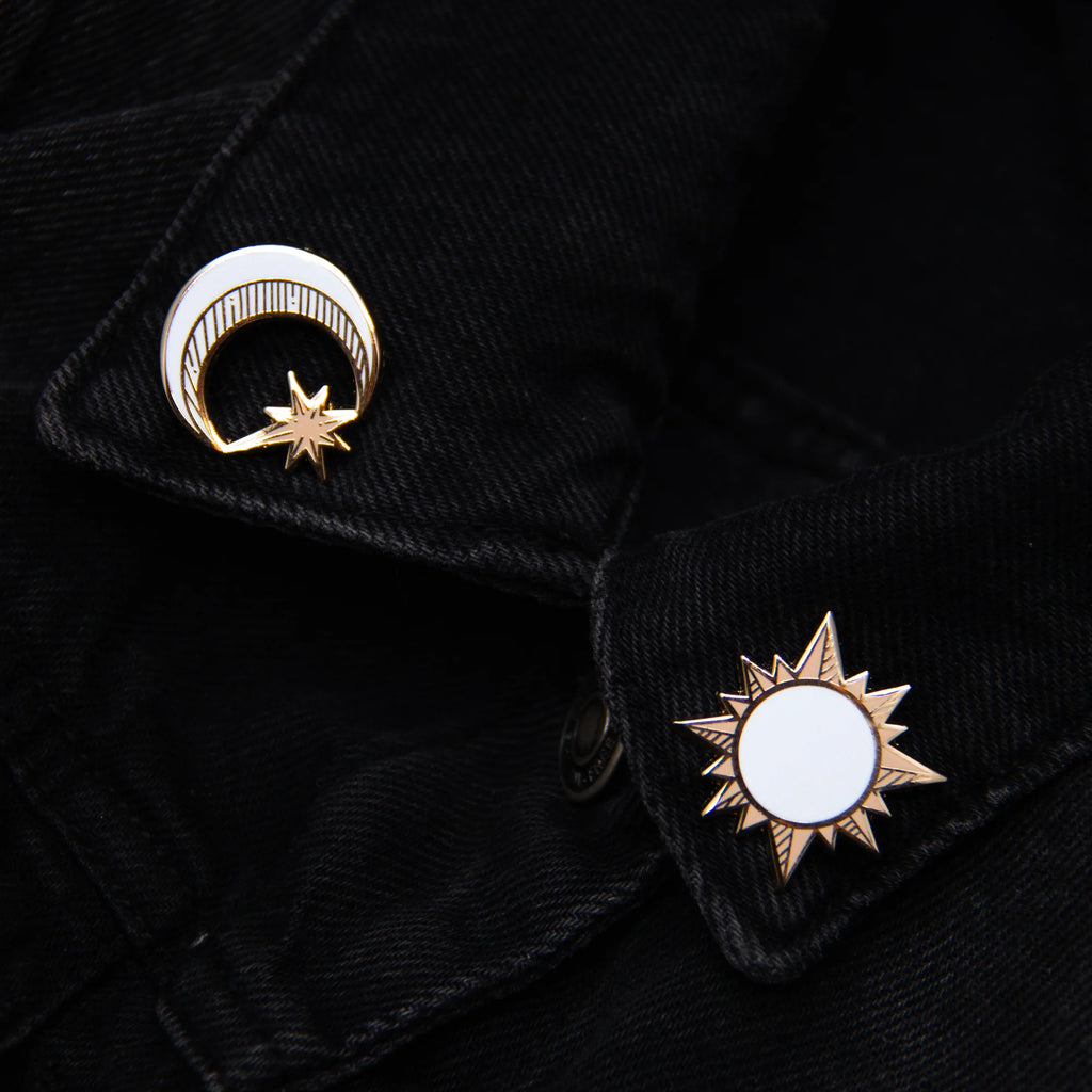 Gold Sun & Moon Enamel Pin Set - Ectogasm