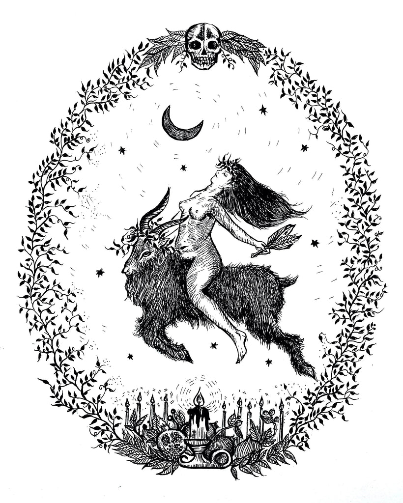 Tailtiu & The Goat God Art Print - Black & Bone