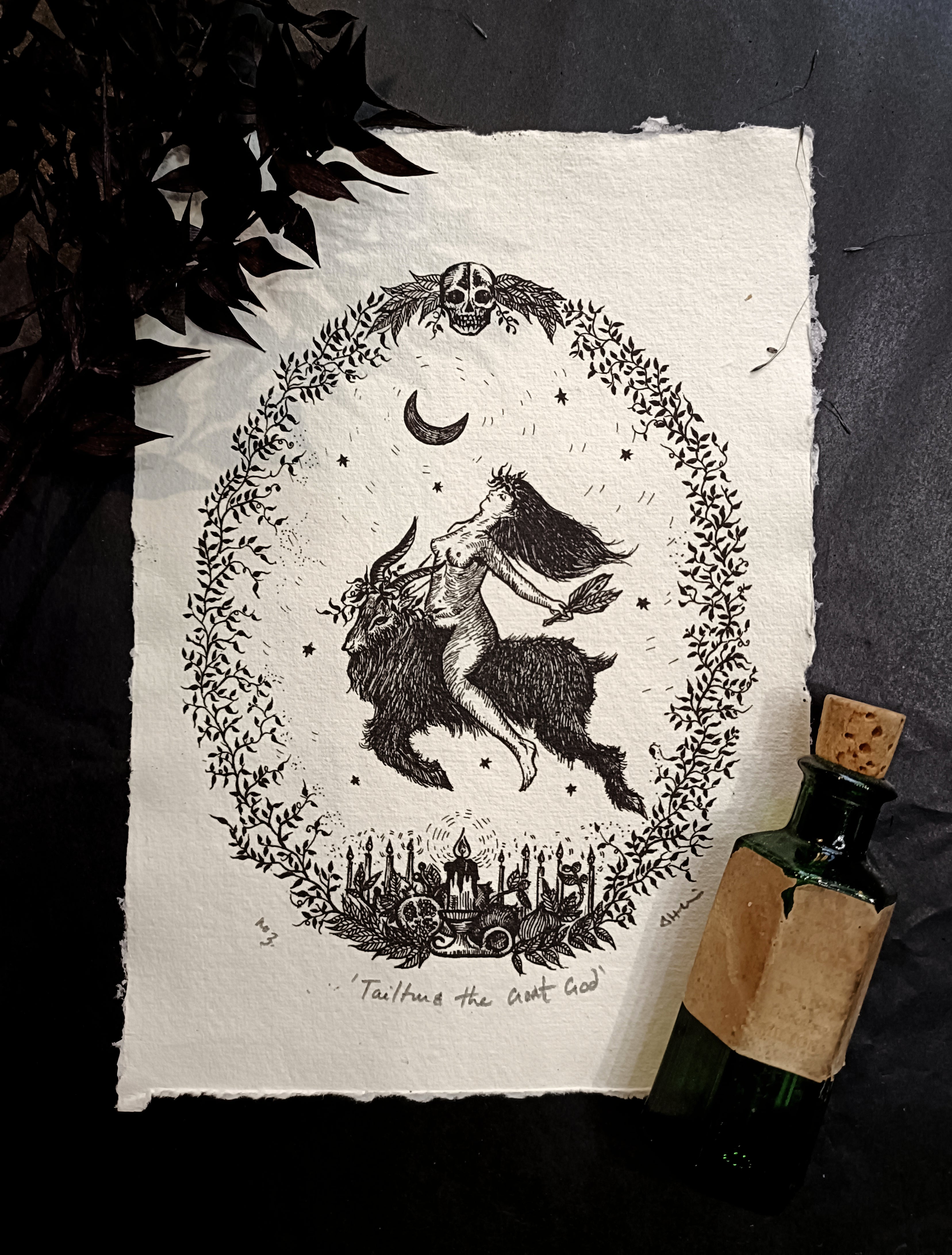 Tailtiu & The Goat God Art Print - Black & Bone