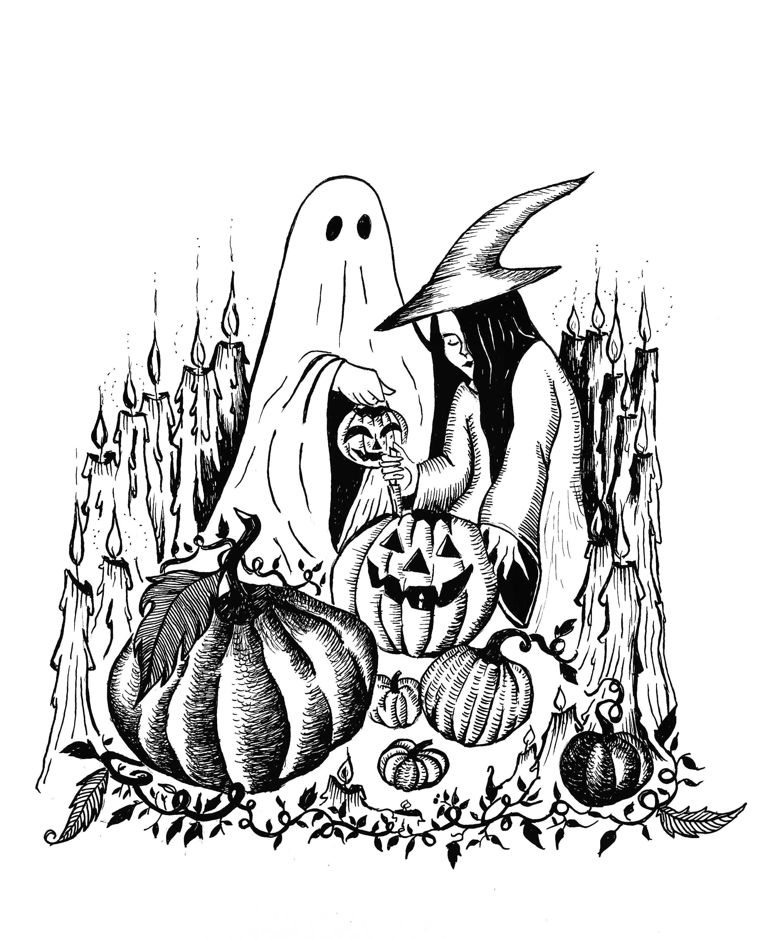 The Little Witch Art Print - Black & Bone