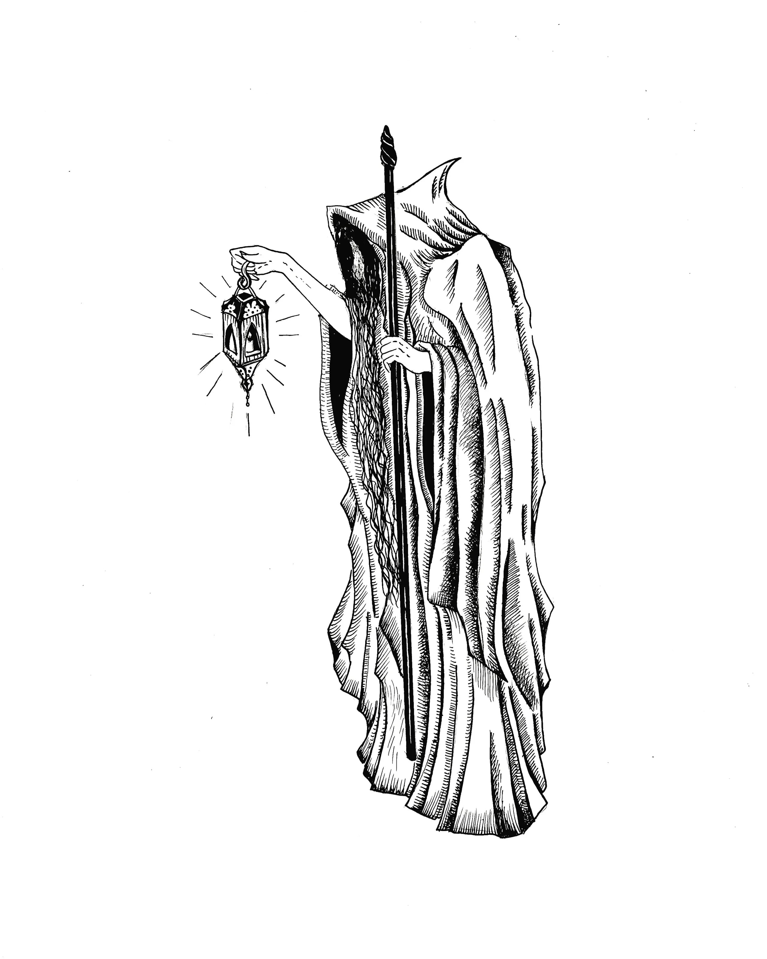 The Hermit Art Print - Black & Bone