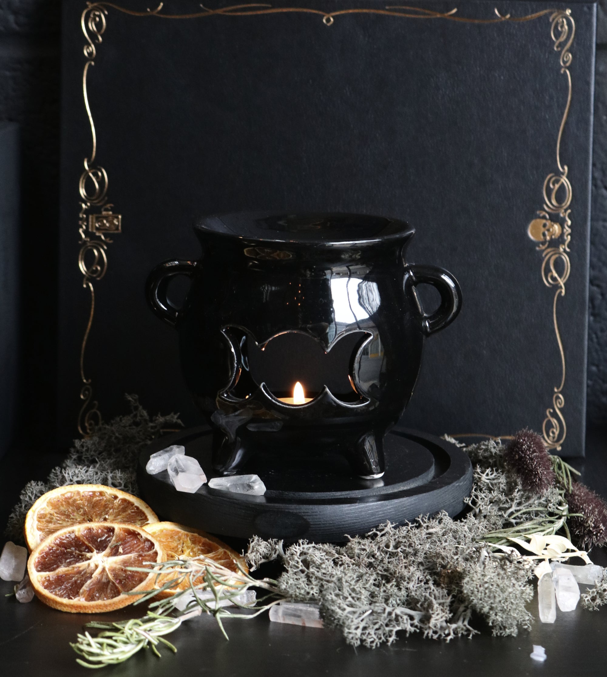 Triple Moon Cauldron Wax Burner