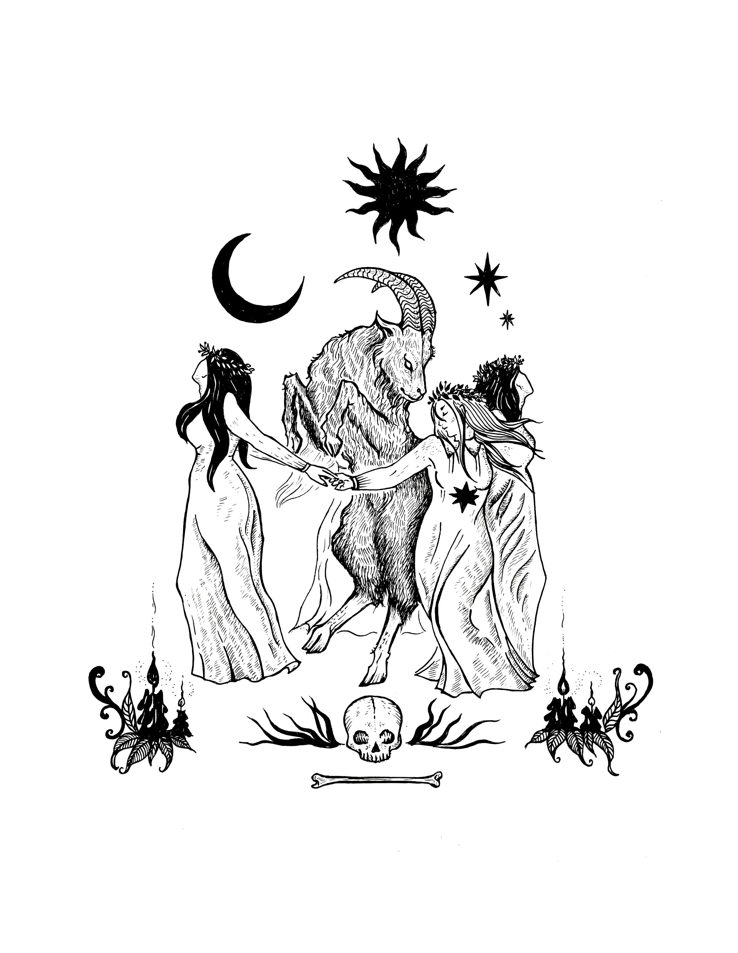 Witches Sabbat Art Print - Black & Bone