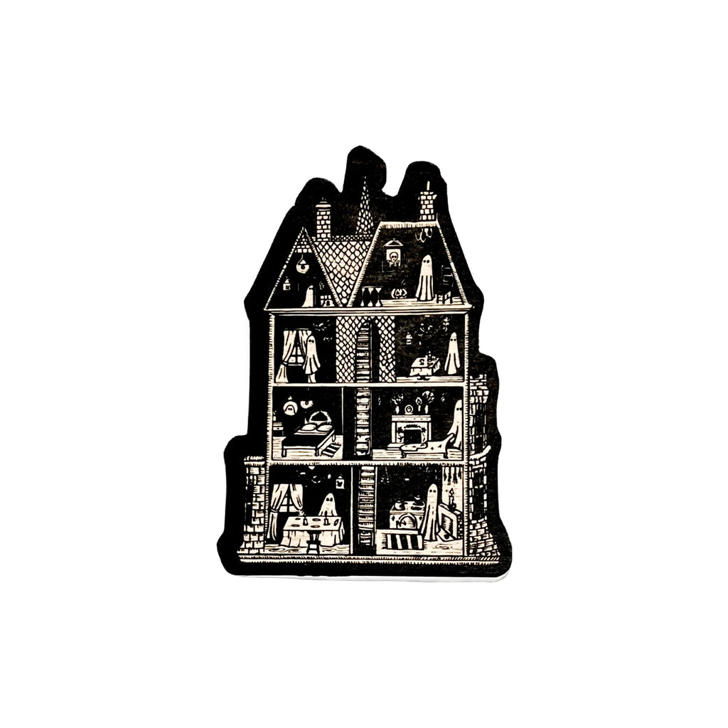 Haunted Mansion Woodcut Wall Hanging - Black & Bone